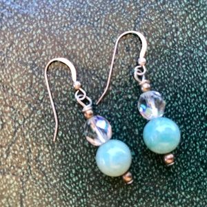 Brand New Earrings (Blue & Clear Beads w/ Silver Hooks)